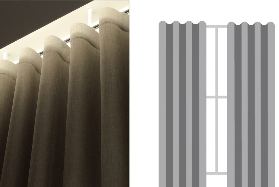 factory made wave fold curtain heading